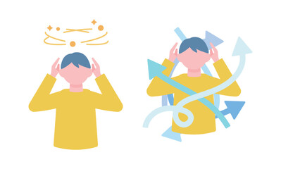 混乱して頭を抱える男性