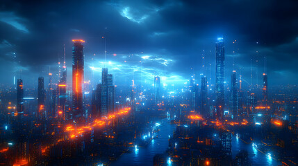 Fototapeta premium Futuristic Cityscape Illustration