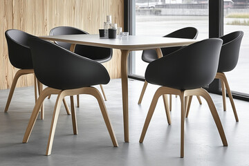 Elegant Modern Meeting Room with Panoramic Cityscape and Sunset Views, Featuring Sleek Furniture and Spacious Design for Corporate, Executive, and Professional Gatherings