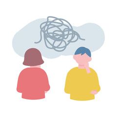 背中を向ける男女