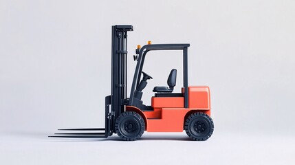 Red Forklift on White Background: Industrial Powerhouse