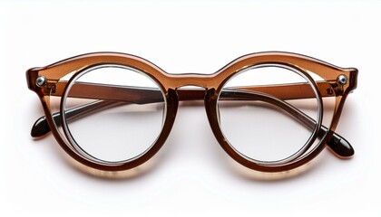 Eyeglasses, top view, on White background PNG