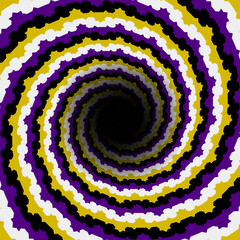 Eye-catching round frame of spiral patterned stripes. Psychedelic background design. Optical illusion of moving pattern.