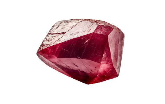 raw ruby gemstone on white background	
