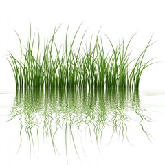 Fototapeta premium There is a beautiful row of green grass displayed on a white background