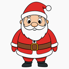 Fat little Santa stands smiling. Vector illustration in cartoon minimalistic style