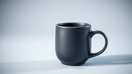 Fototapeta premium A Matte Black Ceramic Mug With A Subtle Brown Rim, Cast Against A Neutral Background, Demonstrates The Simplicity And Elegance Of Minimalist Design.