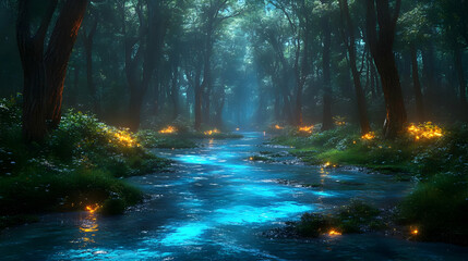Enchanted Forest Stream - Illustration