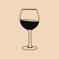 vector line art illustration of a wine glass