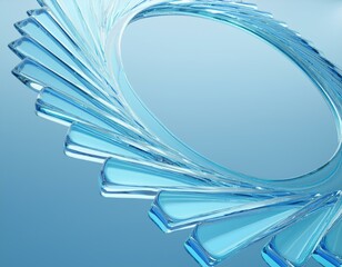 Circle made of glass shapes. 3d rendering.
