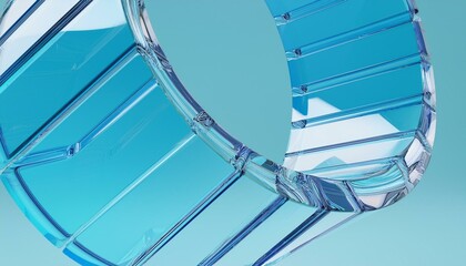 Circle made of glass shapes. 3d rendering.
