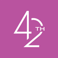 42 th anniversary, logo, monogram, number design.