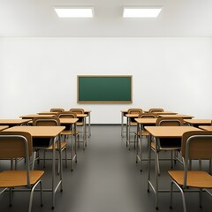a classroom with a green chalkboard on the wall and a picture of a green board on the wall, a classroom with a chalkboard that says  the word  on it.
