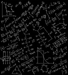 Education and science concept. Science formulas on blackboard background