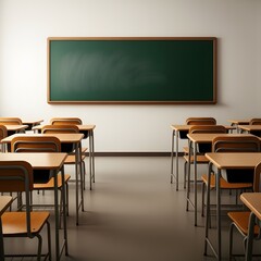 Fototapeta premium a classroom with a green chalkboard on the wall and a picture of a green board on the wall, a classroom with a chalkboard that says the word on it. 