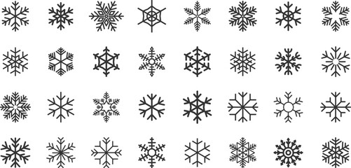 Snowflake icons. Set of snowflake silhouette. Christmas snowflake icons isolated. Vector snowflake signs