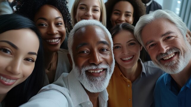 A group of people, including a man with a beard and a woman with curly hair