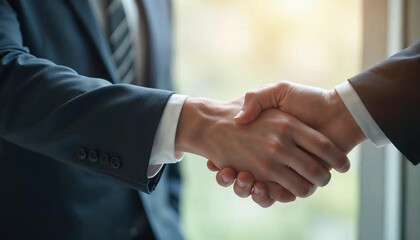 Fototapeta premium Handshake with partner business or customers or client or team in businessmen look for success dealing in business finance