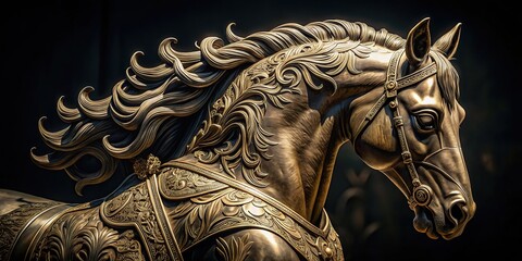 Fototapeta premium A digital horse engraving, steeped in nostalgia, whispers of bygone days.