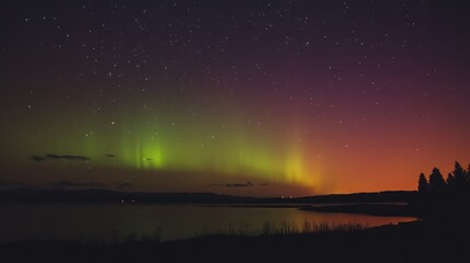 Naklejka premium Northern Lights viewing from remote locations, offering serene and uninterrupted views of the Aurora