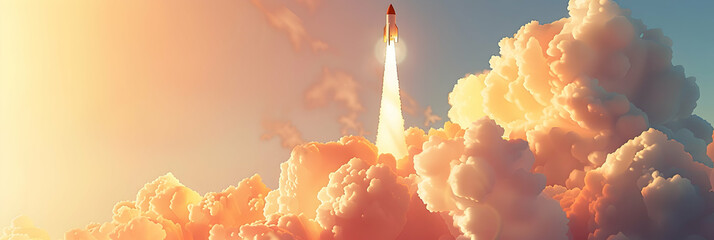 3D arrow pointing up, emerging from the smoke on a light background