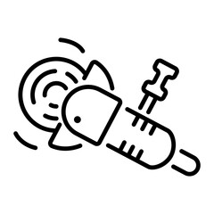 Linear icon of an angle grinder