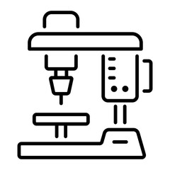 A line icon of a drill press 