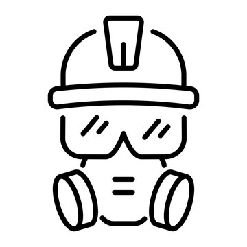 recommend clip art: A line style icon of a safety mask with a helmet and goggles