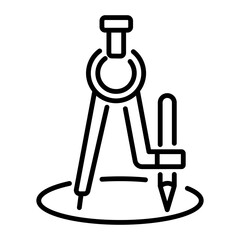 Linear icon of a carpenter compass