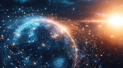 Global Digital Connectivity: A High-Tech Globe Representing Data Networks, Global Communication, and Digital Transformation in a Futuristic, Technologically-Driven World