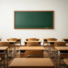 a classroom with a green chalkboard on the wall and a picture of a green board on the wall, a classroom with a chalkboard that says  the word  on it.
