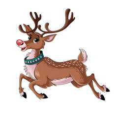 Fototapeta premium running reindeer illustration isolated on a white background 