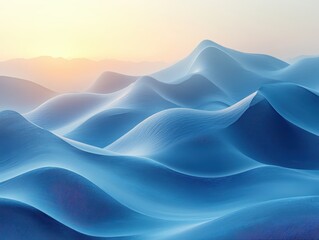 Obraz premium Calm Ocean Wave Serenity, soft blue gradients and shadows create a tranquil atmosphere, evoking peace and relaxation by the sea