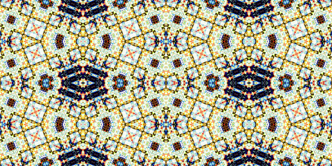 Seamless kaleidoscope pattern. The texture of the woven pattern. Endless pattern