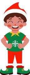 Happy Christmas Elf Boy Festive Holiday Character Illustration