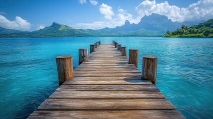 Fototapeta premium Wooden Pier Leading to Tropical Paradise