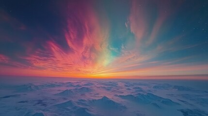 Obraz premium High-altitude clouds forming over polar regions, glowing with iridescence in extreme cold