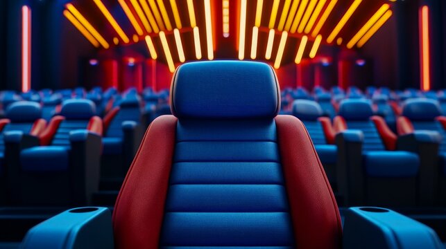 Futuristic Theater Seating with Vibrant Lighting