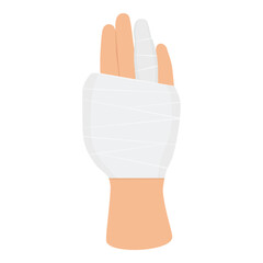 Obraz premium Hand trauma bandaged injured finger and wrist