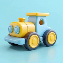Fototapeta premium Whimsical Toy Tractor on Minimalist Blue Background