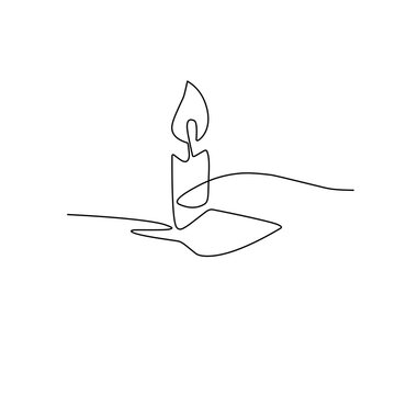 recommend clip art: Continuous one line drawing candle 
