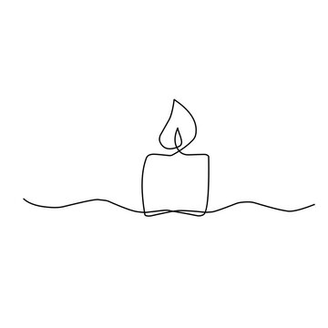 recommend clip art: Continuous one line drawing candle 