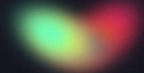 Vibrant color spots grainy backdrop design. Abstract glowing red blue green color dark noisy gradient, color flow shaped, noise texture, retro, teal, website header design, banner, poster