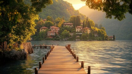Wooden Bridge Leading to Idyllic Island