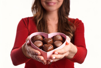 バレンタインチョコを渡す女性