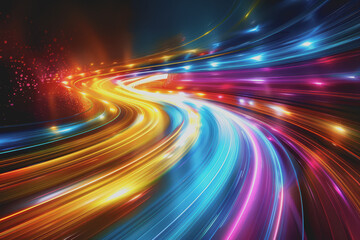 Obraz premium Abstract of vibrant light trails with glowing magic effects.