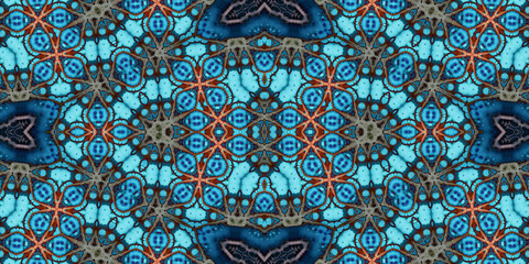 Seamless kaleidoscope pattern. The texture of the woven pattern. Endless pattern