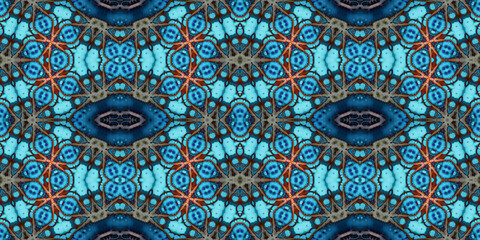 Seamless kaleidoscope pattern. The texture of the woven pattern. Endless pattern