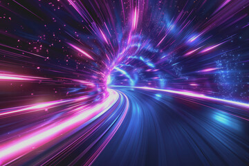 Abstract of vibrant light trails with glowing magic effects.