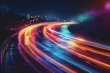 Obraz premium Abstract of vibrant light trails with glowing magic effects.